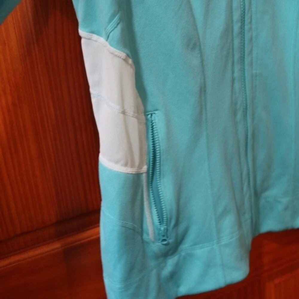 Zella Aqua Blue Athletic Full Zip Track Jacket XL